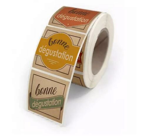 [70407645] ETIQUETTES ADHESIVES "BONNE DEGUSTATION" 40 X 35 MM ROULEAU DE 500