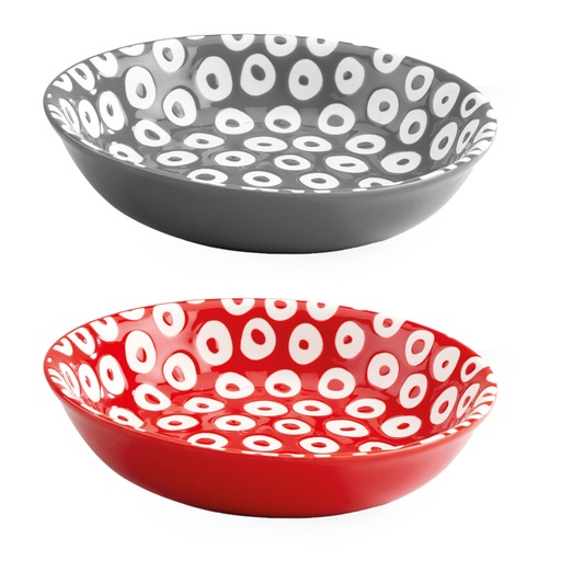 [61700507] ROND BORD ROUCHINETTE ROOD OF GRIJS Ø14CM H3,5CM