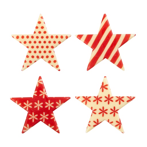 [08054631] 2015483 STAR WITH RED CHRISTMAS DESIGN 5.5CM 60PCS