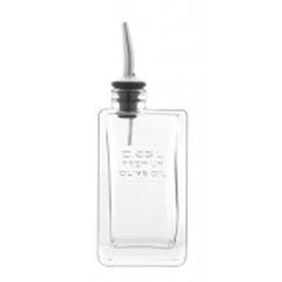 [73800157] LUIGI BORMIOLI RECHTHOEKIGE FLES "PREMIUM OLIVE" 0,25L GLAS MET SCHENKTUIT