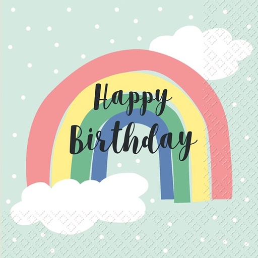 [60700578] STEWO SERVIETTE 33X33CM ARC-EN-CIEL HAPPY BIRTHDAY