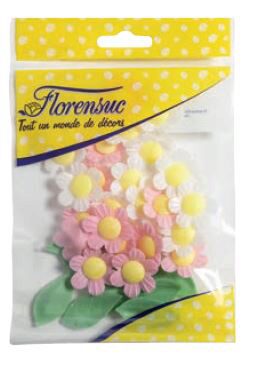 [08050231] BANM05 WHITE AND PINK ANEMONES + AZYME LEAVES 24+24 PCS