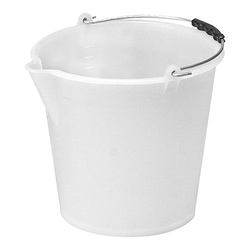 [52311123] WIT PLASTIEK EMMER 12L MET TUIT ET GEGRADUEERD H27CM DIAM 30CM=STUK
