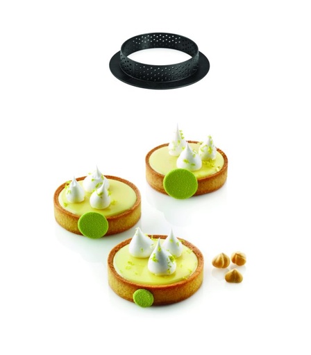 [51657383] SILIKOMART TAARTRAANVORM DIAM 80 H20MM GEPERFOREERDE CIRKELS DOOS VAN 6 STUKS