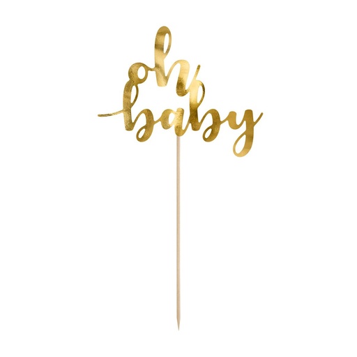 [08076005] CAKE TOPPER OH BABY GOLD HT 25CM