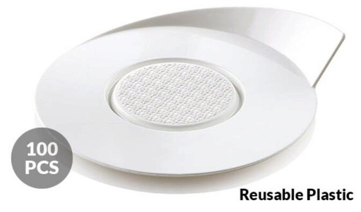 [51657228] WHITE ROUND PLATE/TRAY 86MM REUSABLE 100PCS