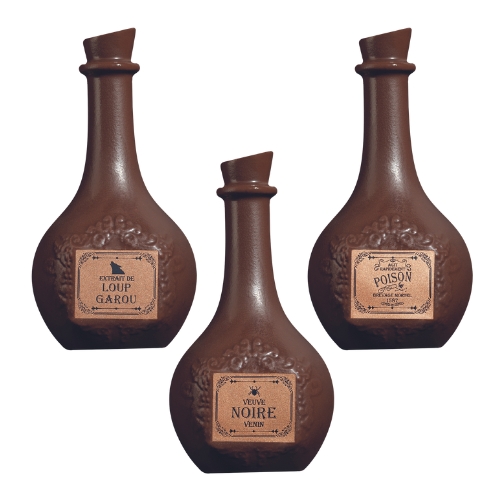 [08058163] 088186 PCB-BEDRUKT VEL MAGISCH ELIXIR VOOR FLESJES 3 ONTWERPEN 3,4X2,8CM 15 STUKS ***OP BESTELLING***