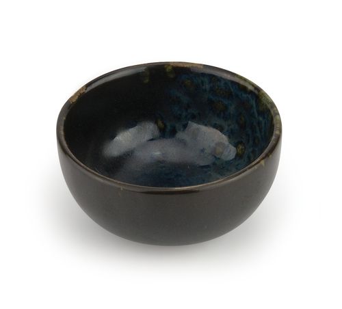 [57661144] LE COQ PHOBOS BLACK BLUE DOTS BOL / COUPELLE 8.5XH4CM STONEWARE