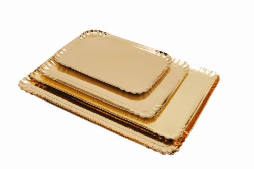 [27665301] RECTANGULAR GOLD CARDBOARD TRAY 25X34CM 100 PCES FOSTPLUS INCLUDED