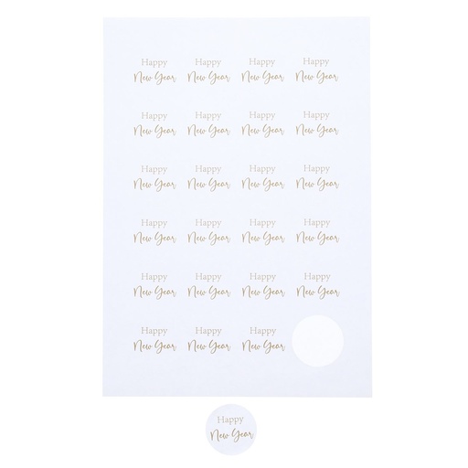 [62230140] STICKER 4CM HAPPY NEW YEAR GOUD 24STKS