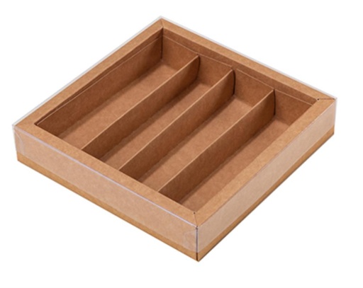 [41802119] KRAFT DOOS 4 VAKKEN 145X145X33MM KARTON 24 STUKS