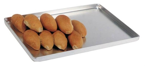 [53202044] SILVER MATTE ALUMINUM TRAY 48X32XH2CM 90° PLEATED EDGE