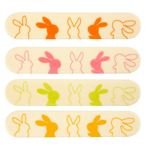 [08054579] 2069137 PLAQUETTE ECLAIR LAPIN PÂQUES 15X3CM CHOCOLAT 35 PCES