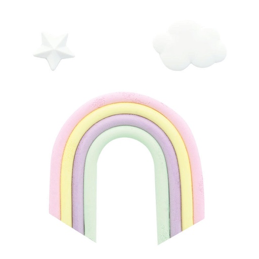 [08080852] + 1041019 KIT ARC EN CIEL + ETOILE + NUAGE EN PATE A SUCRE