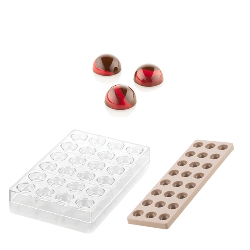 [51661543] SILIKOMART TRITAN PRALINE MOLD CH013 SEMISFERA KIT 01 + SILICONE MOLD N.24 Ø3.1CM H1.6CM