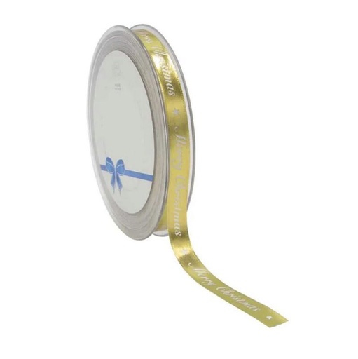 [60700718] GLANZEND GOUDEN VROLIJK KERST LINT 10 MM X 20 M