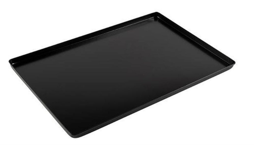[53304019] BLACK ALUMINUM TRAY 60X40XH1CM PLEATED EDGE 90°
