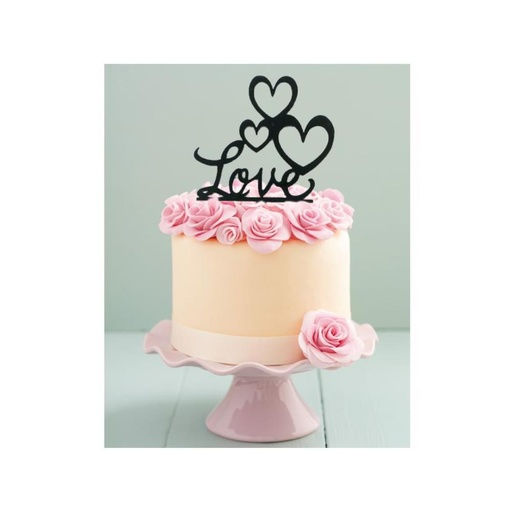 [08075952] LOVE WITH HEARTS GM TO STICK BLACK 2D 12.5CM