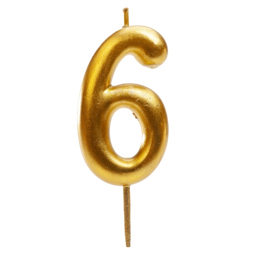 [08041596]  GOUDEN NUMMERKAARS NR. 6 5,5CM