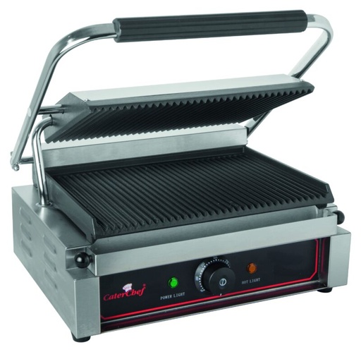 [60504008] CATERCHEF CONTACT GRILL SOLO GRANDE 2200W RAINURES- 21HX41X40 MONO