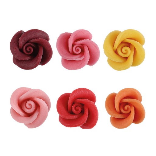 [08033010] 1053010 35MM MARZIPAN ROSES ASSORTED 49 PCES ***ON ORDER***