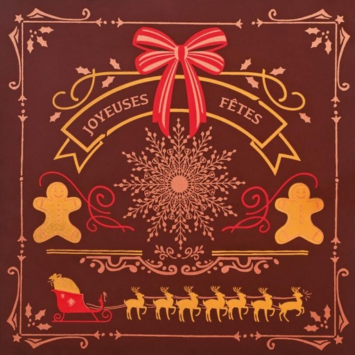 [08057501] 070322 PCB FEUILLES IMPRIMÉES JOYEUSES FÊTES POURCARTES CARRÉES ET SACHETS 24PCES ***S/CD***