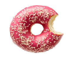 [02060333] DAUPHINE 2104840 FUNFETTI DONUT STRAWBERRY ICING WHITE SPRINKLES 48 X 56GR