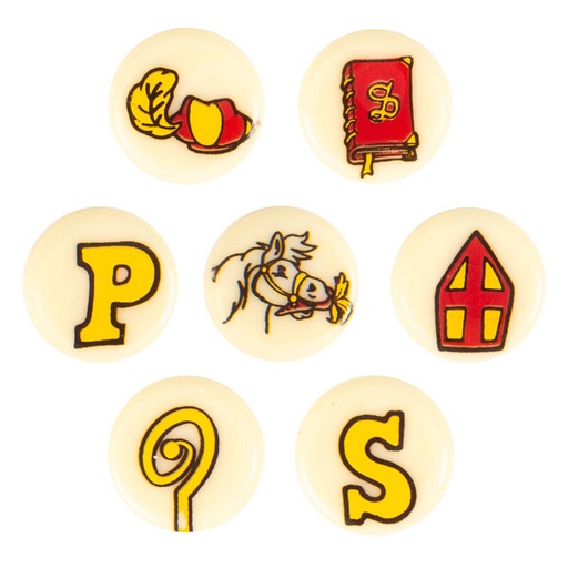 [08082204]  2036729 ASSORTMENT ROUND ST NICOLAS PLATE 2CM 250 PIECES = BOX