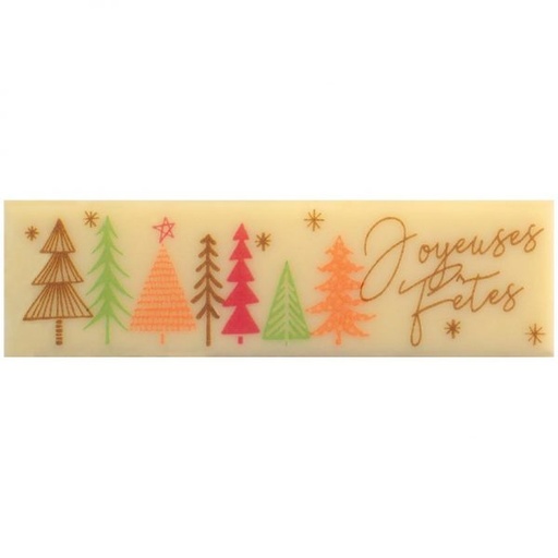 [08056656] 060313 PCB RECHTHOEKEN CB JOYEUSES FÊTES DENNENBOOM 7X2CM 100ST ***S/CD***