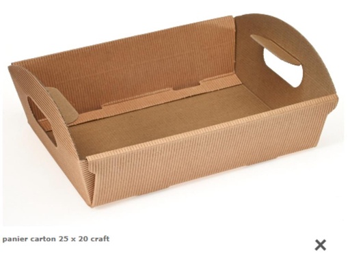 [60300240] CARDBOARD BASKET 25 X 20 X 6/9HT KRAFT WITH HANDLE