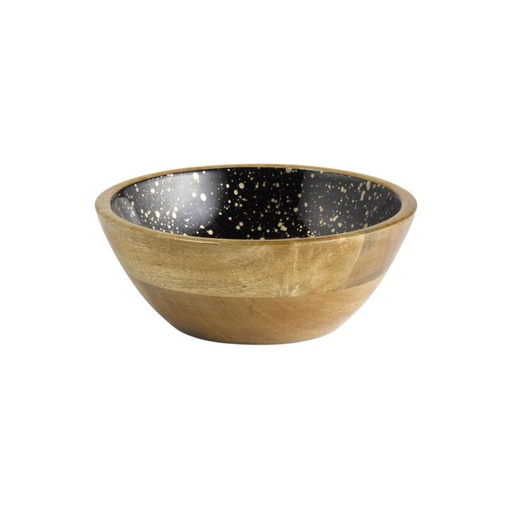 [60252099] APS SALAD BOWL 20CM-0.8L MANGO WOOD/EPOXY RESIN BLACK-GOLD