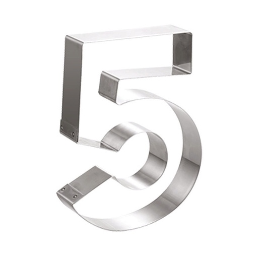 [08081477] NUMBER MOULD N° 5 STAINLESS STEEL 20CM HT4CM