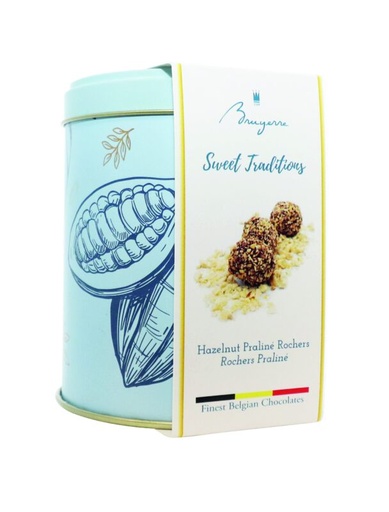 [11040265] BRUYERRE METAL BOX ROCHER TRUFFLES HAZELNUTS 100GR 8X100GR