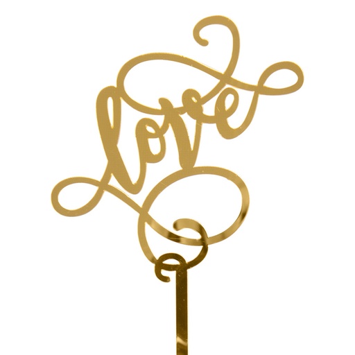 [08054557] *FF*1028114 CAKETOPPER LOVE OR 12CM PLASTIQUE 10 PIECES***S/CD***