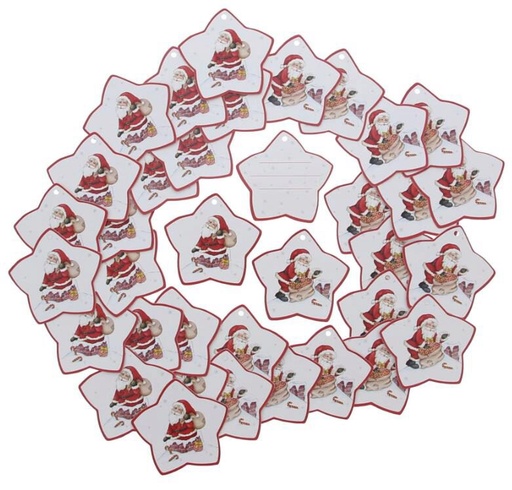 [60700549] JAKU SANTA CLAUS HANGING LABEL 5X75X75MM PACK OF 36 PCES