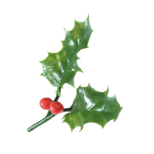 [08030482] 1059812 GREEN HOLLY LEAF WITH 2 LEAVES 8.3 X 7.9 CM 144PCS
