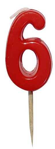 [53503316]  RED PIC SMALL NUMBER CANDLE NO. 6 12PCS