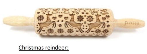 [55500062] FOLKROLL WOODEN ROLLER 23CM ‘CHRISTMAS REINDEERS