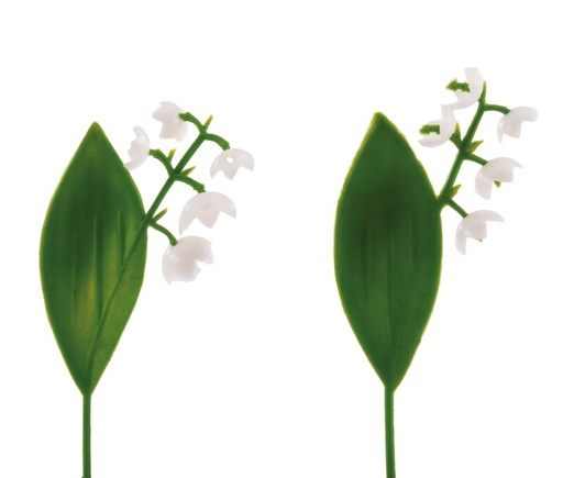 [60782237]  LILY OF THE VALLEY STAKE 1 BRANCH 1 LEAF HT 9CM PLASTIC 24 PCES