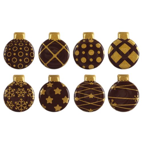 [08039941] 2013788 CHOCOLATE CHRISTMAS BALL PLAQUE DIA 20MM 300 PCES ***ON ORDER***