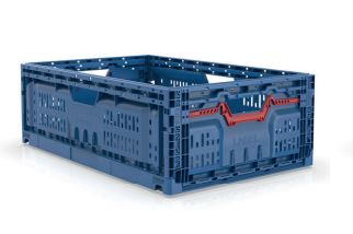 [50611147] BAC PLIABLE EURONORM 60X40X20CM BLEU PERFORE VOLUME 40L