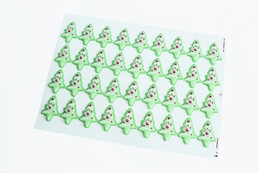 [08057341] PCB Blisters Kerstbomen met spade of 72 voetafdrukken 5.7x3.9 cm 2 stuks *** s / cd ***