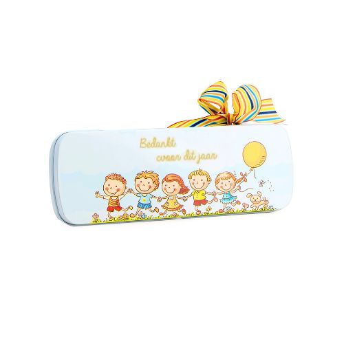 [61700518] BOITE BLANCHE ENFANTS BALLON "BEDANKT VOOR DIT JAAR" 20,8X7,3XH2CM