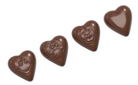 [70410437] MOULE À CHOCOLAT COEUR SMILEY 3 FIG. CW157913.5X27.5CM * 3X6 *7GR