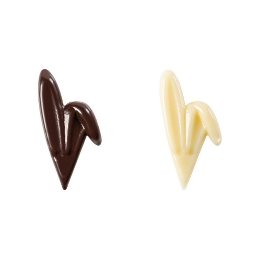 [08053906] 2069124 RABBIT EAR BLOCK ON PIC 36X19MM DARK & WHITE CHOCOLATE 200 PCES