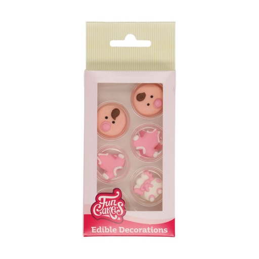 [08053286] FUNCAKES BABY GIRL SUGAR DECORATION 12 PCES