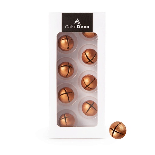 [08054188] 1039600 GRELOT DE NOEL BRONZE 2D EN CHOCOLAT Ø 25MM8 PCES