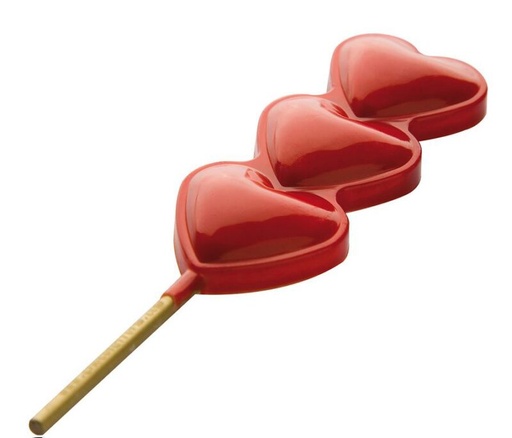 [70410621] CHOCOLATE MOLD LOLLIPOP 3 HEARTS CF1103 17.5X27.5CM * 1X6 *21GR
