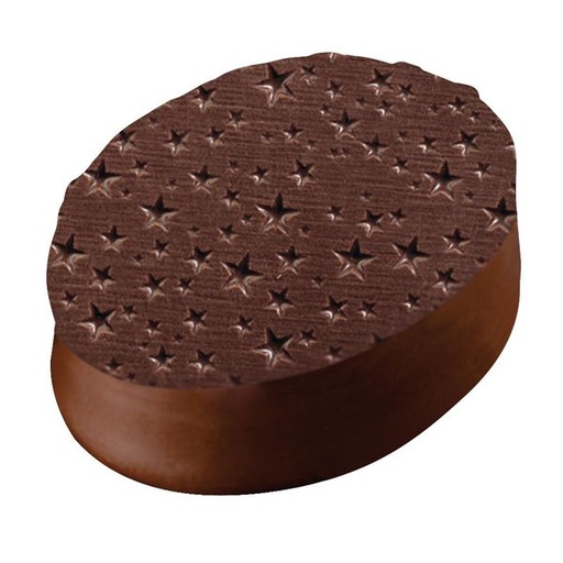 [60700693] 074288 PCB FEUILLE RELIEF POUR CHOCOLAT ETOILES 25X40CM 27 PIECES ***S/CD***