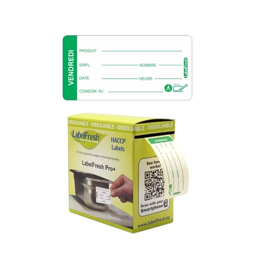 [55090925] LABELFRESH PRO 250 WATEROPLOSBARE ETIKETTEN 3X6CM VRIJDAG